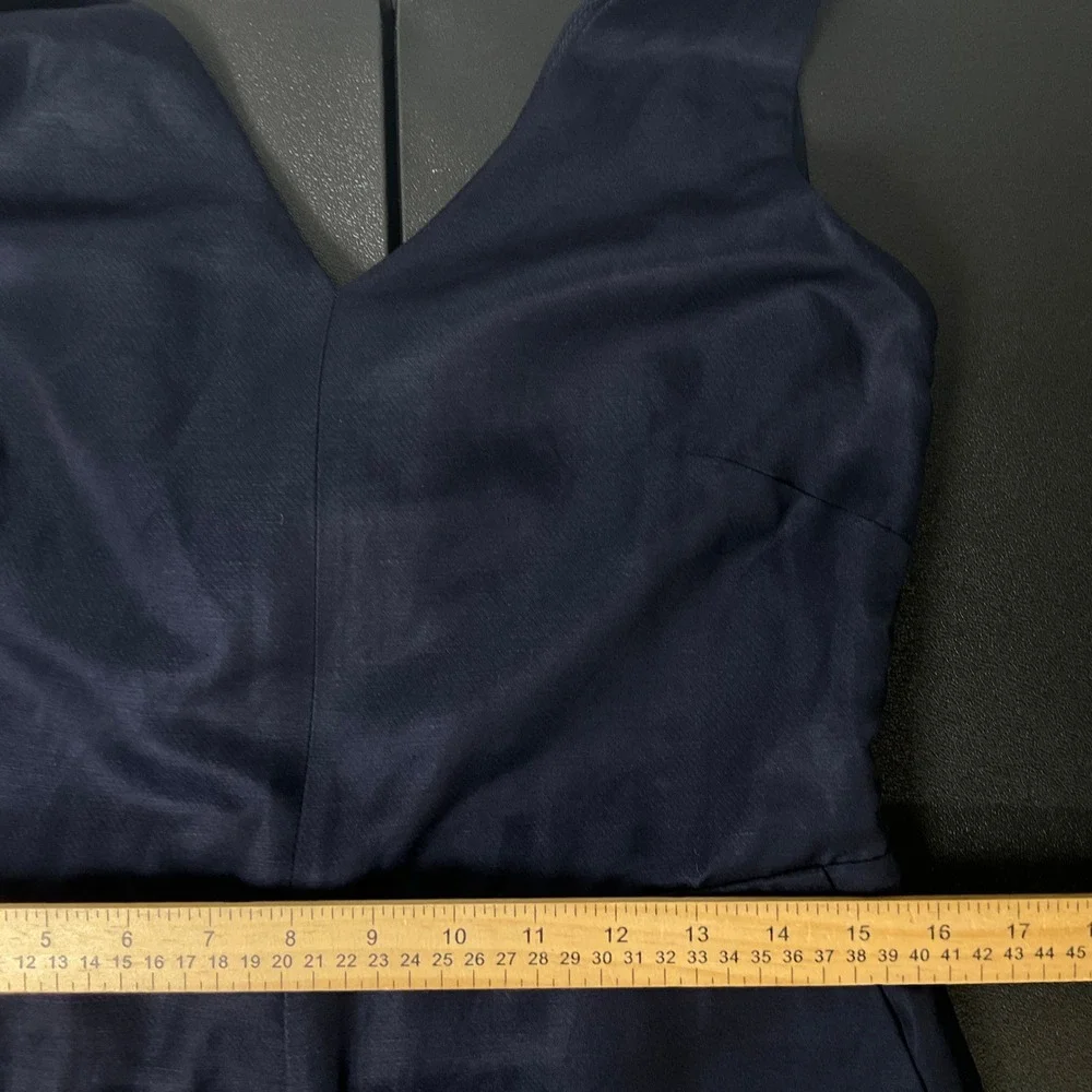 Banana Republic Jumpsuit Women 6 Navy Linen Tie Back Wide Leg Cropped Petite‎